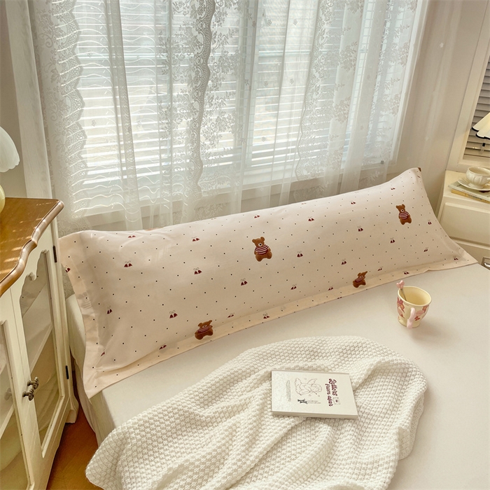 91家纺网 家纺一手货源 找家纺 梦舒羽 2025新款针织棉双层纱枕头套亲肤双人枕套枕芯套枕头内胆套 童话小熊