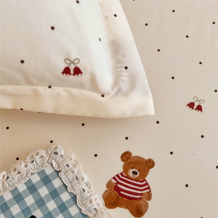 91家纺网 家纺一手货源 找家纺 梦舒羽 2025新款针织棉双层纱枕头套双人枕套枕芯套宿舍单人枕头内胆套 童话小熊