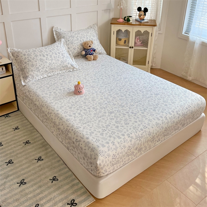 91家纺网 家纺一手货源 找家纺 梦舒羽 2025新款针织棉双层纱双层纱床笠罩全包席梦思床垫保护罩 镜花水月