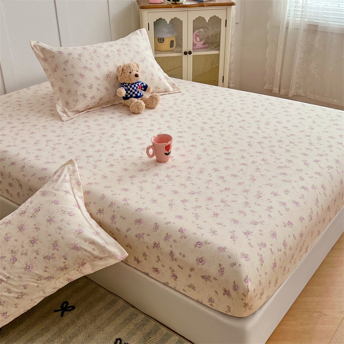 91家纺网 家纺一手货源 找家纺 梦舒羽 2025新款针织棉双层纱双层纱床笠罩全包席梦思床垫保护罩 花朝如约