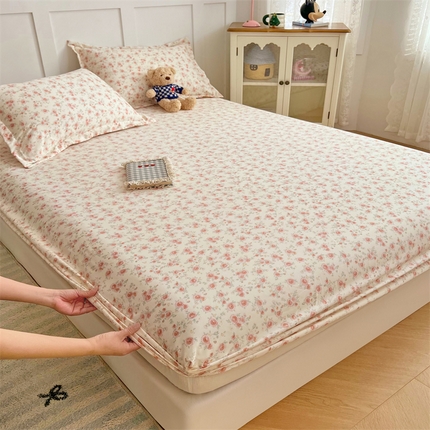 梦舒羽 2025新款针织棉双层纱双层纱床笠罩全包席梦思床垫保护罩 情迷花海