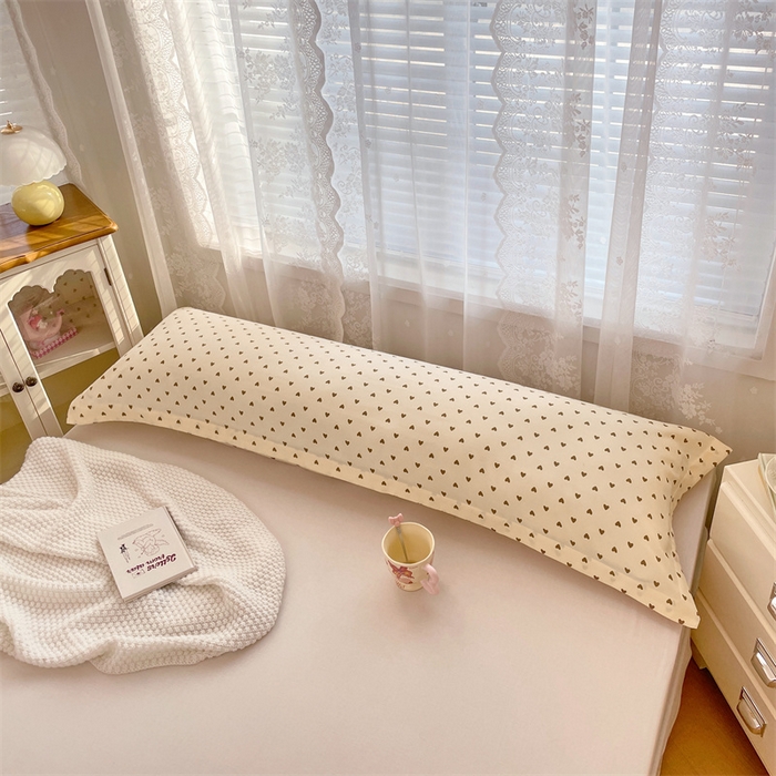 91家纺网 家纺一手货源 找家纺 圣比熊 2025新款针织棉双层纱枕头套亲肤双人枕套枕芯套枕头内胆套 浪漫爱心