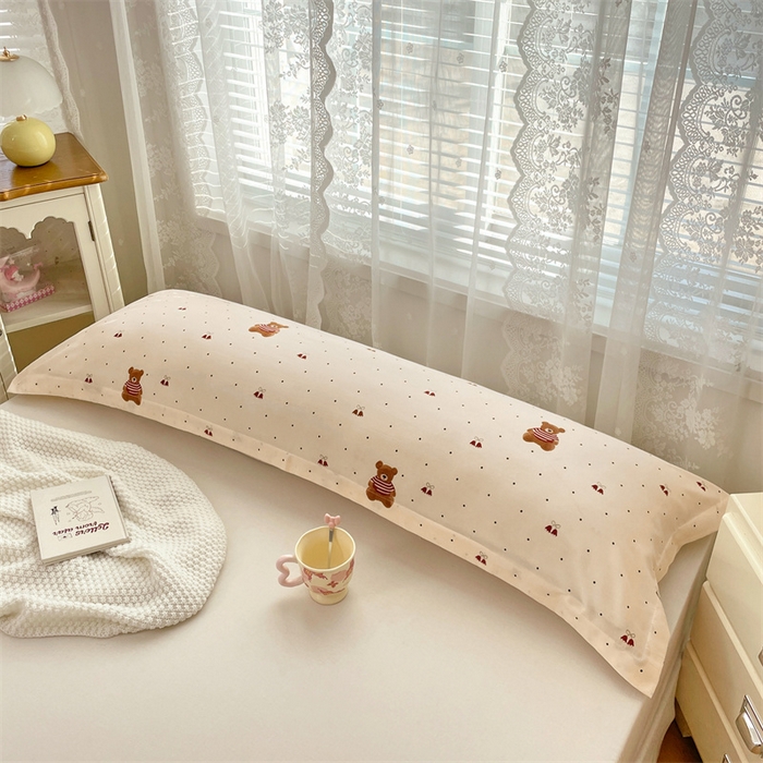 91家纺网 家纺一手货源 找家纺 梦舒羽 2025新款针织棉双层纱枕头套亲肤双人枕套枕芯套枕头内胆套 童话小熊