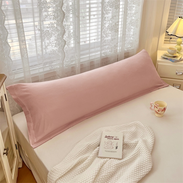91家纺网 家纺一手货源 找家纺 梦舒羽 2025新款针织棉双层纱枕头套亲肤双人枕套枕芯套枕头内胆套 浅粉