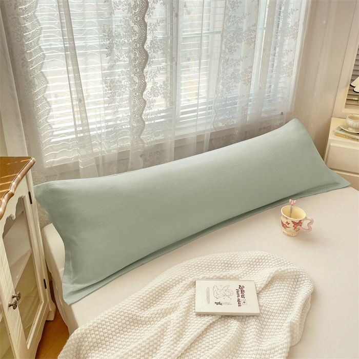 91家纺网 家纺一手货源 找家纺 梦舒羽 2025新款针织棉双层纱枕头套亲肤双人枕套枕芯套枕头内胆套 浅清绿