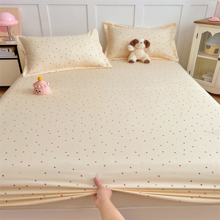 91家纺网 家纺一手货源 找家纺 梦舒羽 2025新款针织棉双层纱双层纱床笠罩全包席梦思床垫保护罩 缤纷乐园