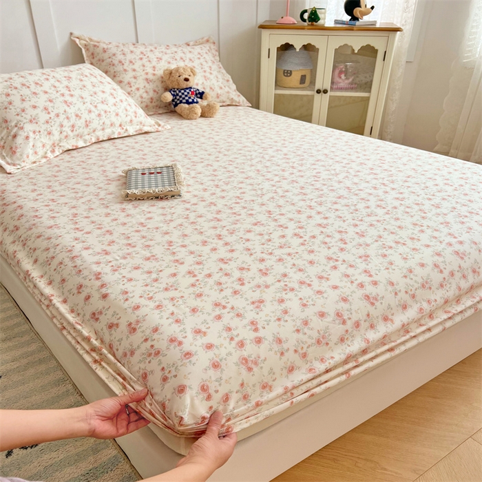91家纺网 家纺一手货源 找家纺 梦舒羽 2025新款针织棉双层纱双层纱床笠罩全包席梦思床垫保护罩 情迷花海