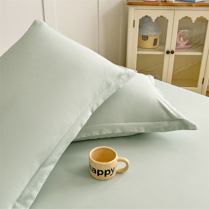 91家纺网 家纺一手货源 找家纺 梦舒羽 2025新款针织棉双层纱枕头套双人枕套枕芯套宿舍单人枕头内胆套 浅清绿