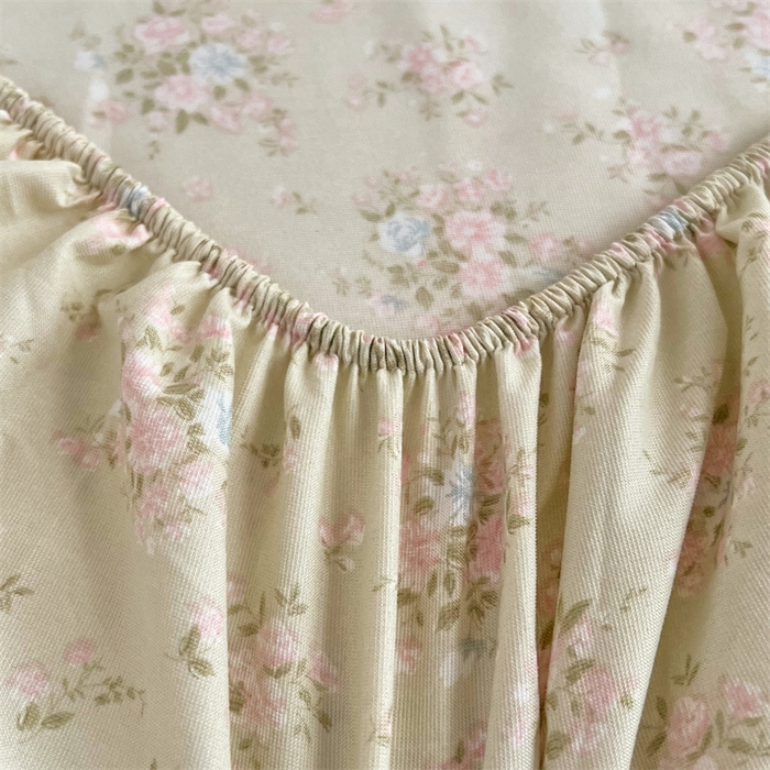 91家纺网 家纺一手货源 找家纺 梦舒羽 2025新款针织棉双层纱双层纱床笠罩全包席梦思床垫保护罩 花开半夏