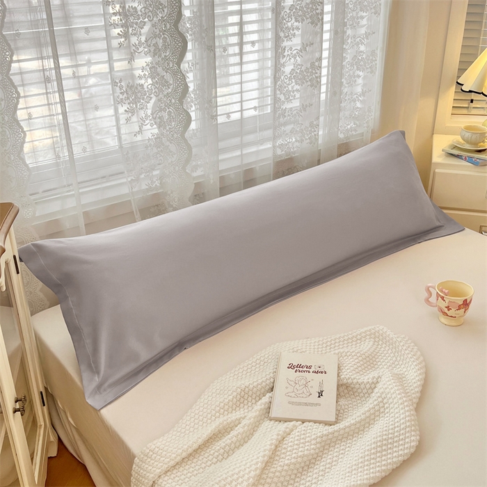 91家纺网 家纺一手货源 找家纺 梦舒羽 2025新款针织棉双层纱枕头套亲肤双人枕套枕芯套枕头内胆套 浅灰