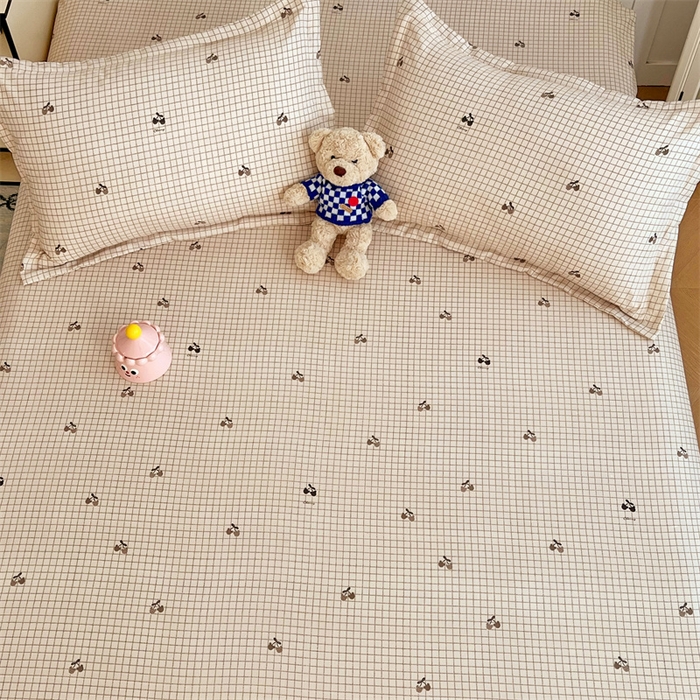 91家纺网 家纺一手货源 找家纺 梦舒羽 2025新款针织棉双层纱枕头套双人枕套枕芯套宿舍单人枕头内胆套 樱桃小熊