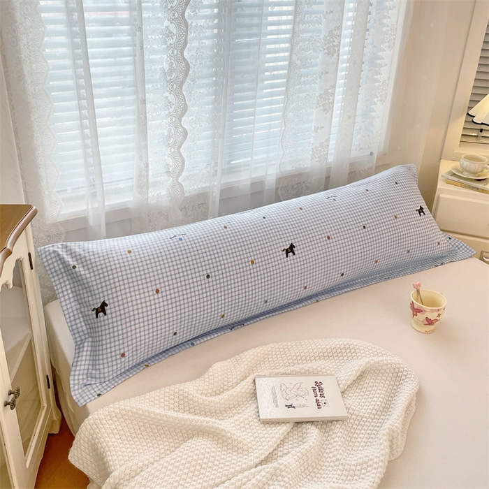 91家纺网 家纺一手货源 找家纺 梦舒羽 2025新款针织棉双层纱枕头套亲肤双人枕套枕芯套枕头内胆套 奇幻木马