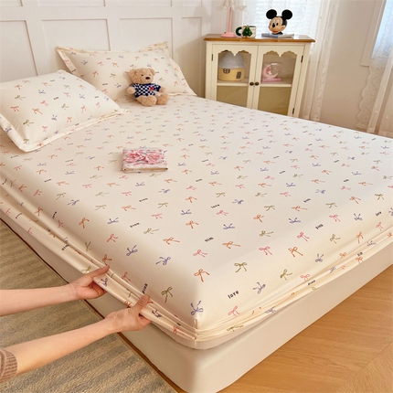 91家纺网 家纺一手货源 找家纺 （总）圣比熊 2025新款针织棉双层纱床笠罩全包席梦思床垫保护罩