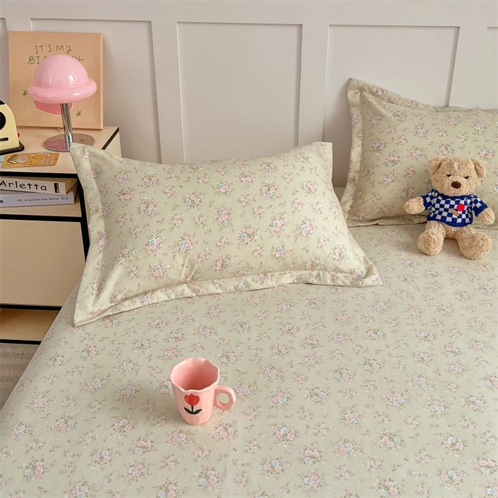 91家纺网 家纺一手货源 找家纺 圣比熊 2025新款针织棉双层纱枕头套双人枕套枕芯套宿舍单人枕头内胆套 花开半夏