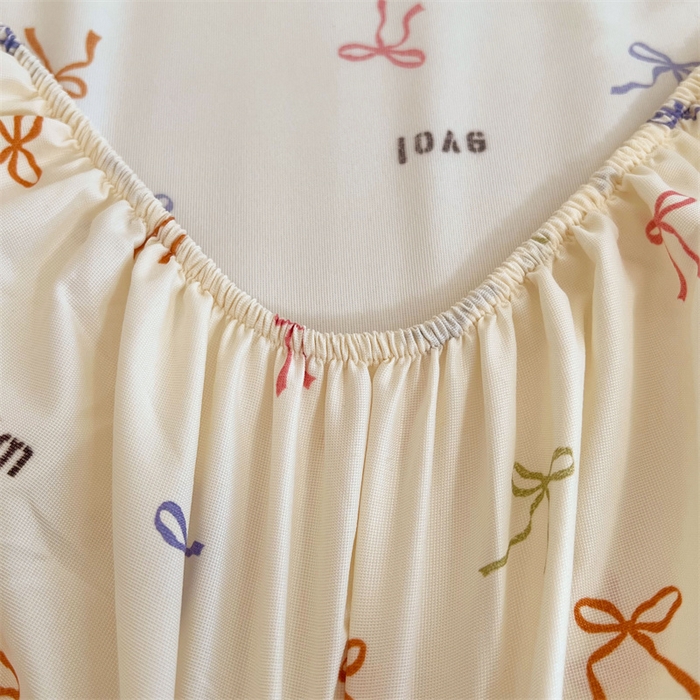 91家纺网 家纺一手货源 找家纺 圣比熊 2025新款针织棉双层纱床笠罩全包席梦思床垫保护罩 彩色心情