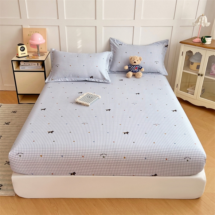 91家纺网 家纺一手货源 找家纺 梦舒羽 2025新款针织棉双层纱双层纱床笠罩全包席梦思床垫保护罩 奇幻木马