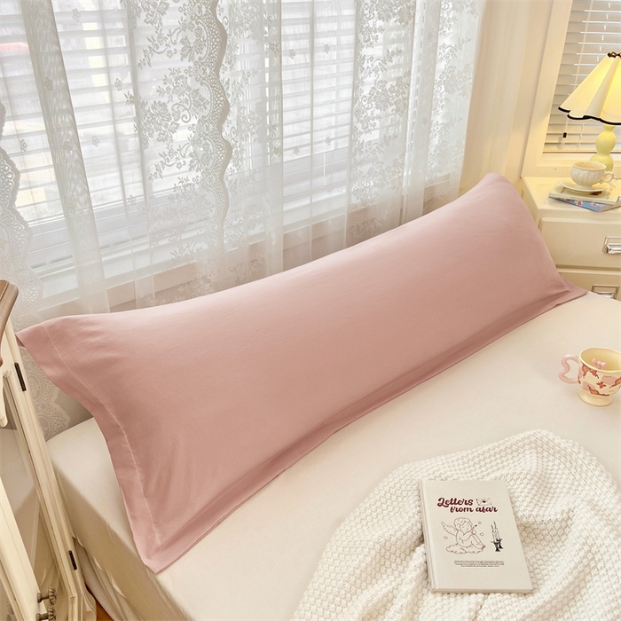 91家纺网 家纺一手货源 找家纺 梦舒羽 2025新款针织棉双层纱枕头套亲肤双人枕套枕芯套枕头内胆套 浅粉