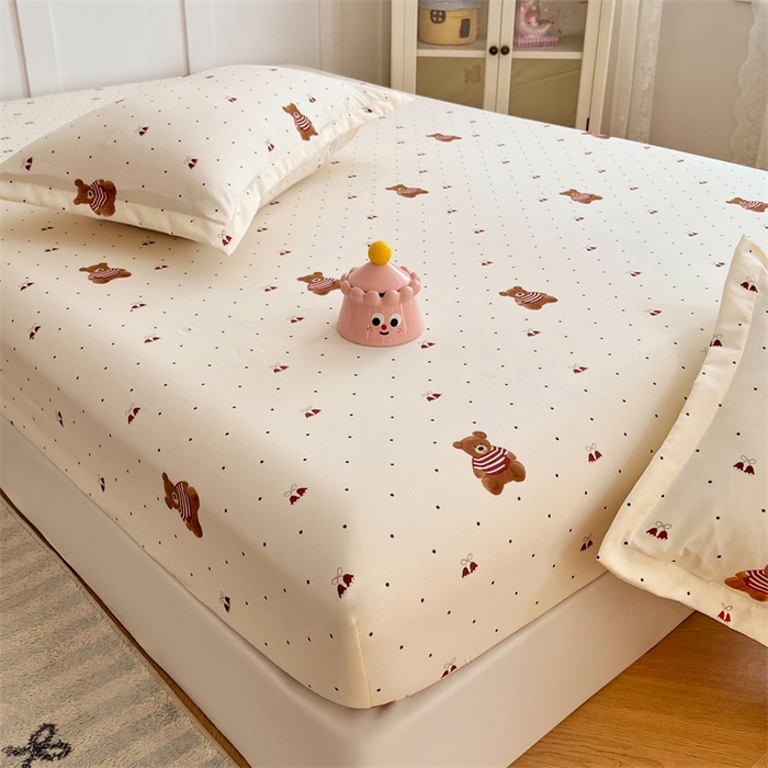 91家纺网 家纺一手货源 找家纺 梦舒羽 2025新款针织棉双层纱枕头套双人枕套枕芯套宿舍单人枕头内胆套 童话小熊