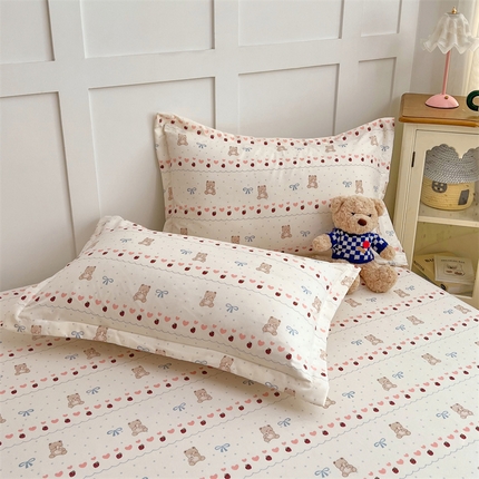 梦舒羽 2025新款针织棉双层纱枕头套双人枕套枕芯套宿舍单人枕头内胆套 草莓熊宝