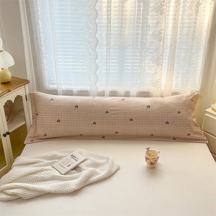 91家纺网 家纺一手货源 找家纺 梦舒羽 2025新款针织棉双层纱枕头套亲肤双人枕套枕芯套枕头内胆套 樱桃小熊