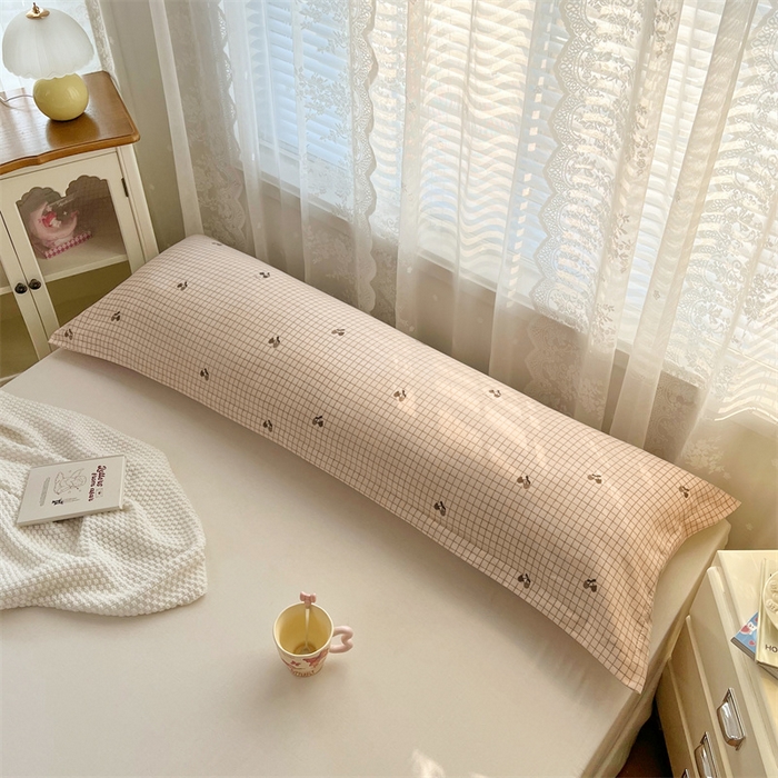 91家纺网 家纺一手货源 找家纺 梦舒羽 2025新款针织棉双层纱枕头套亲肤双人枕套枕芯套枕头内胆套 樱桃小熊