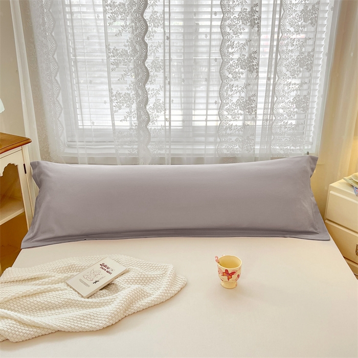91家纺网 家纺一手货源 找家纺 梦舒羽 2025新款针织棉双层纱枕头套亲肤双人枕套枕芯套枕头内胆套 浅灰