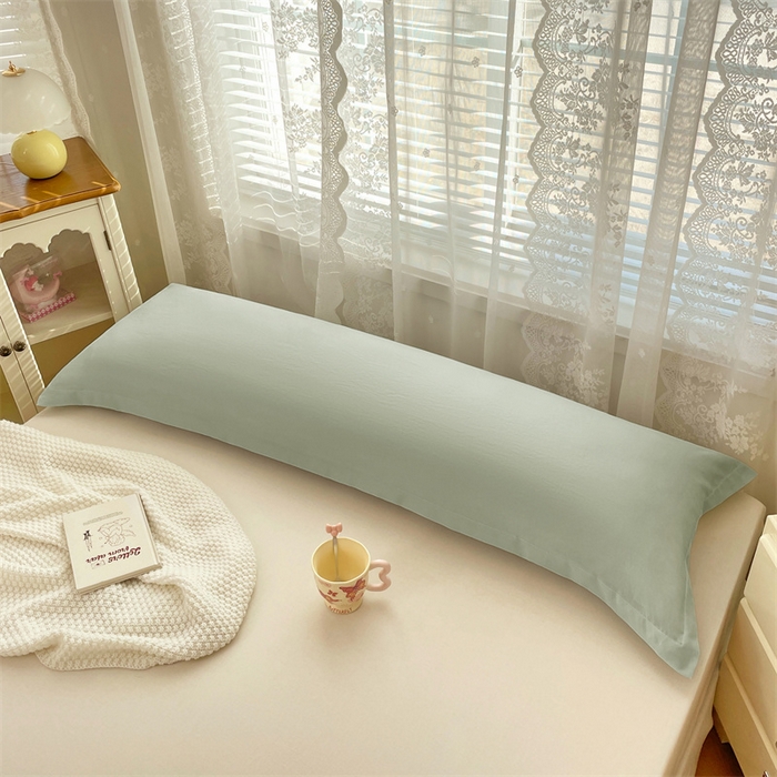 91家纺网 家纺一手货源 找家纺 梦舒羽 2025新款针织棉双层纱枕头套亲肤双人枕套枕芯套枕头内胆套 浅清绿