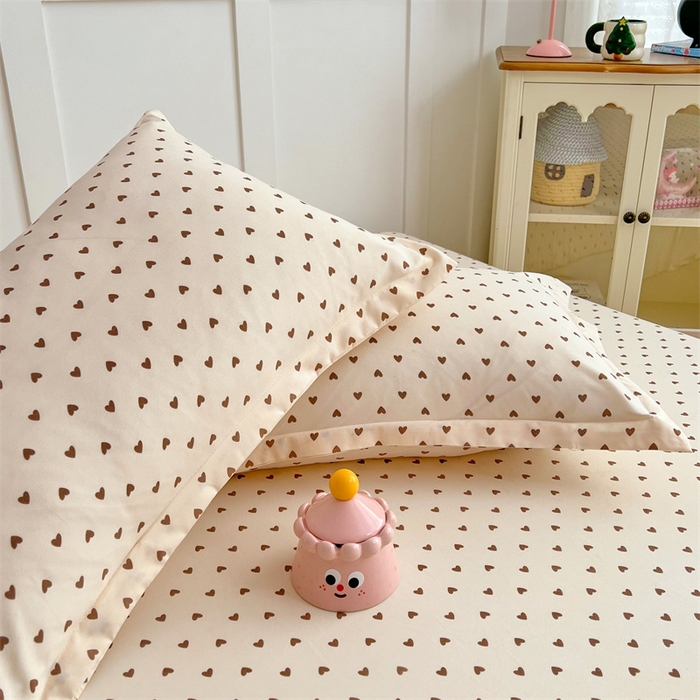 91家纺网 家纺一手货源 找家纺 梦舒羽 2025新款针织棉双层纱枕头套双人枕套枕芯套宿舍单人枕头内胆套 浪漫爱心