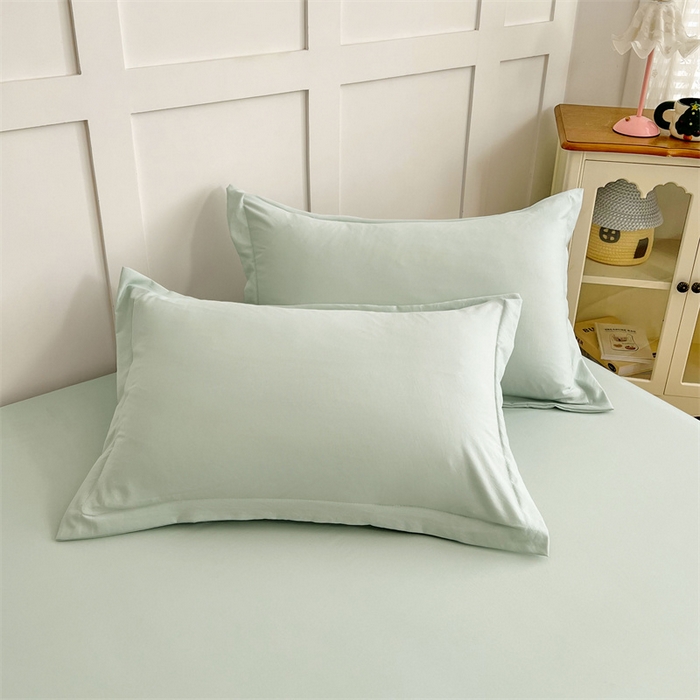 91家纺网 家纺一手货源 找家纺 梦舒羽 2025新款针织棉双层纱枕头套双人枕套枕芯套宿舍单人枕头内胆套 浅清绿