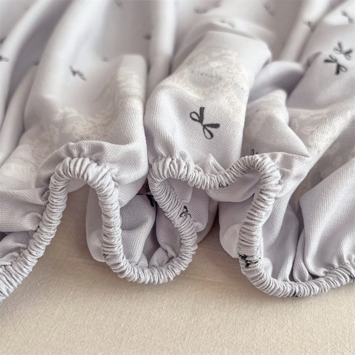 91家纺网 家纺一手货源 找家纺 梦舒羽 2025新款针织棉双层纱双层纱床笠罩全包席梦思床垫保护罩 蝴蝶结