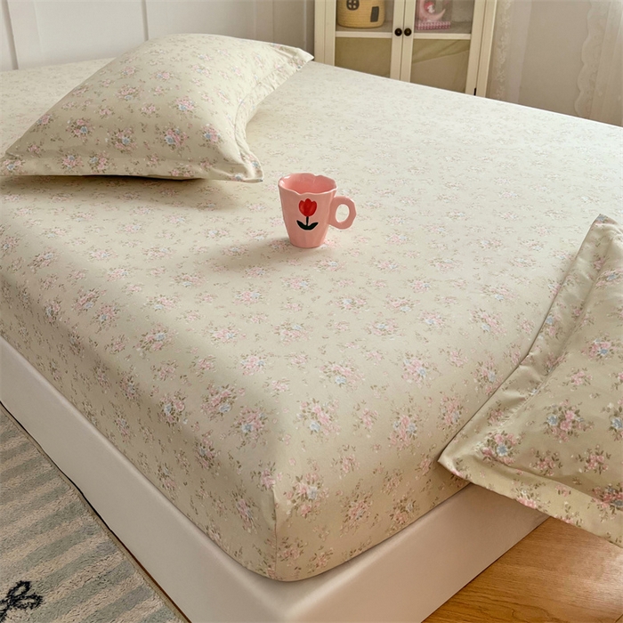 91家纺网 家纺一手货源 找家纺 圣比熊 2025新款针织棉双层纱枕头套双人枕套枕芯套宿舍单人枕头内胆套 花开半夏