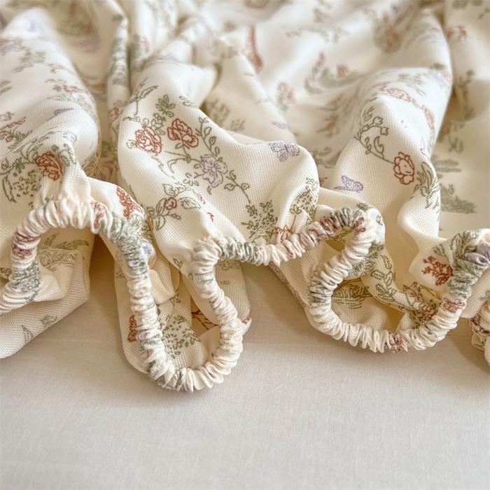 91家纺网 家纺一手货源 找家纺 梦舒羽 2025新款针织棉双层纱双层纱床笠罩全包席梦思床垫保护罩 森林小鹿