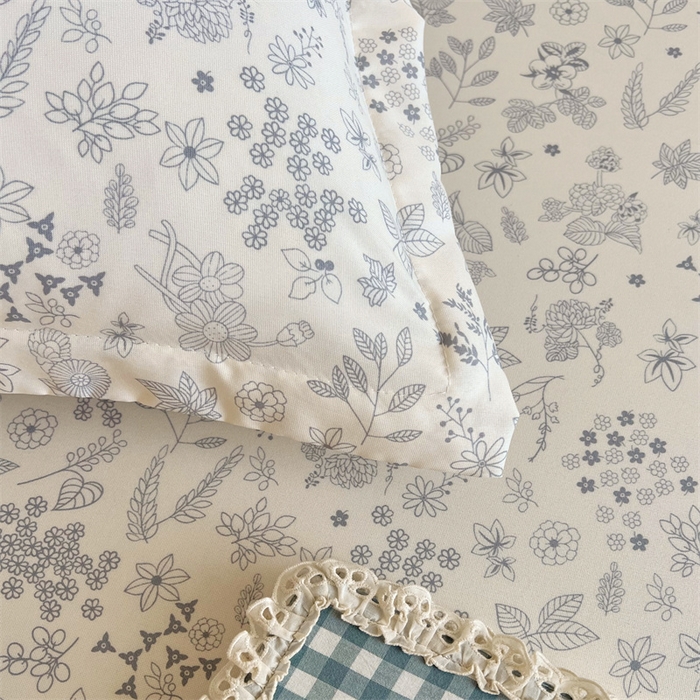 91家纺网 家纺一手货源 找家纺 梦舒羽 2025新款针织棉双层纱双层纱床笠罩全包席梦思床垫保护罩 镜花水月