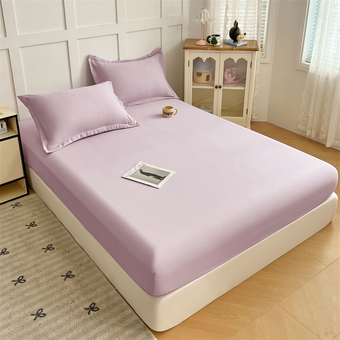 91家纺网 家纺一手货源 找家纺 梦舒羽 2025新款针织棉双层纱双层纱床笠罩全包席梦思床垫保护罩 香芋紫