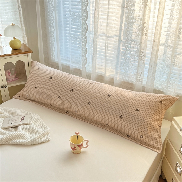 91家纺网 家纺一手货源 找家纺 梦舒羽 2025新款针织棉双层纱枕头套亲肤双人枕套枕芯套枕头内胆套 樱桃小熊