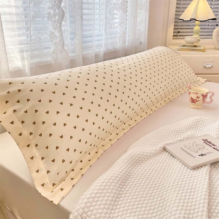 91家纺网 家纺一手货源 找家纺 梦舒羽 2025新款针织棉双层纱枕头套亲肤双人枕套枕芯套枕头内胆套 浪漫爱心