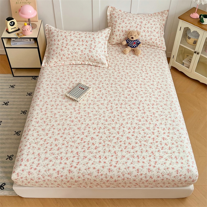 91家纺网 家纺一手货源 找家纺 梦舒羽 2025新款针织棉双层纱双层纱床笠罩全包席梦思床垫保护罩 情迷花海