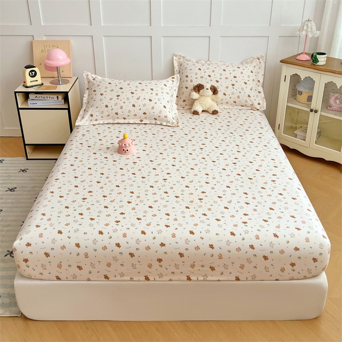 91家纺网 家纺一手货源 找家纺 圣比熊 2025新款针织棉双层纱床笠罩全包席梦思床垫保护罩 蛋糕萌犬