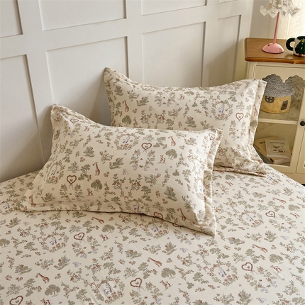 梦舒羽 2025新款针织棉双层纱枕头套双人枕套枕芯套宿舍单人枕头内胆套 森林小鹿