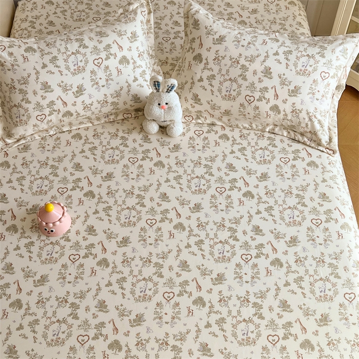 91家纺网 家纺一手货源 找家纺 梦舒羽 2025新款针织棉双层纱枕头套双人枕套枕芯套宿舍单人枕头内胆套 森林小鹿