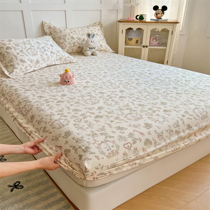 梦舒羽 2025新款针织棉双层纱双层纱床笠罩全包席梦思床垫保护罩 森林小鹿