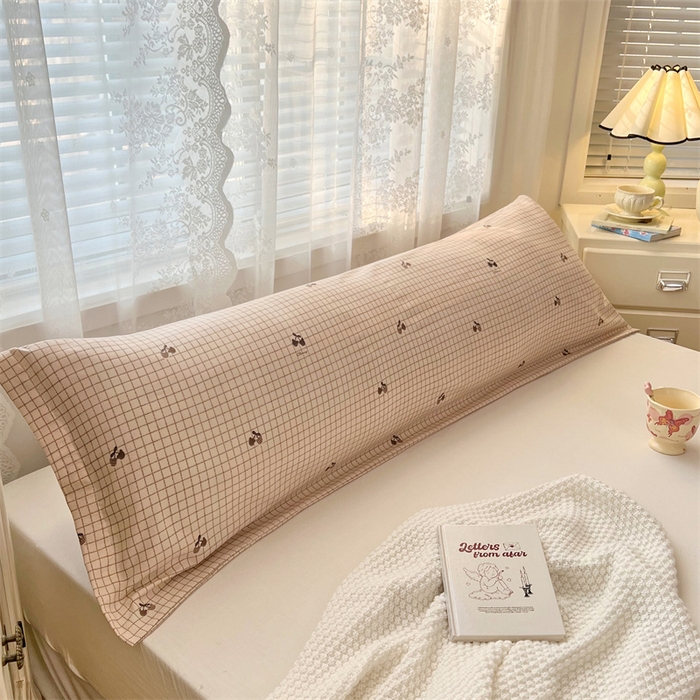 91家纺网 家纺一手货源 找家纺 梦舒羽 2025新款针织棉双层纱枕头套亲肤双人枕套枕芯套枕头内胆套 樱桃小熊