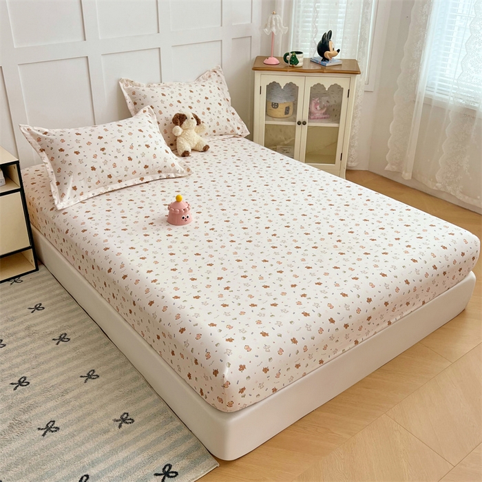 91家纺网 家纺一手货源 找家纺 圣比熊 2025新款针织棉双层纱床笠罩全包席梦思床垫保护罩 蛋糕萌犬