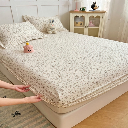 梦舒羽 2025新款针织棉双层纱双层纱床笠罩全包席梦思床垫保护罩 花仙子