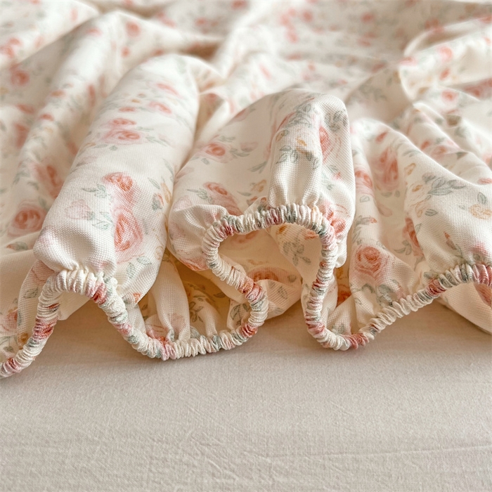 91家纺网 家纺一手货源 找家纺 梦舒羽 2025新款针织棉双层纱双层纱床笠罩全包席梦思床垫保护罩 情迷花海