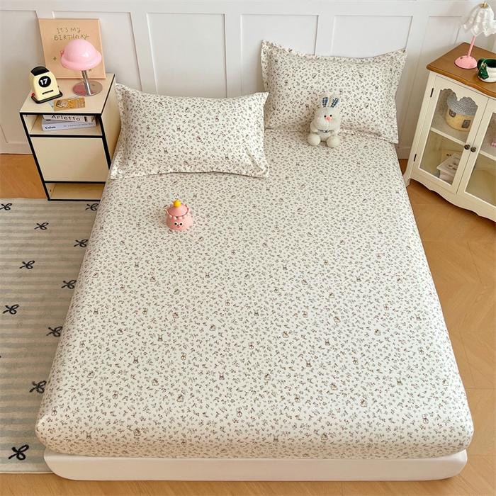 91家纺网 家纺一手货源 找家纺 梦舒羽 2025新款针织棉双层纱双层纱床笠罩全包席梦思床垫保护罩 花仙子