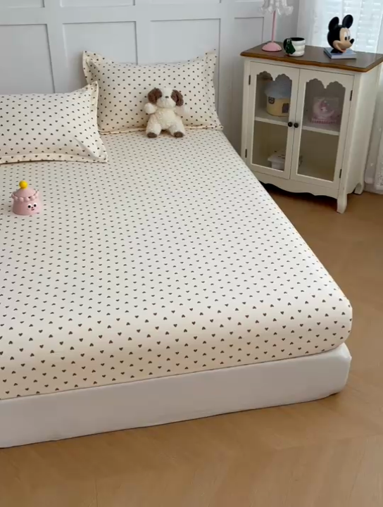 91家纺网 家纺一手货源 找家纺 梦舒羽 2025新款针织棉双层纱枕头套亲肤双人枕套枕芯套枕头内胆套 浪漫爱心