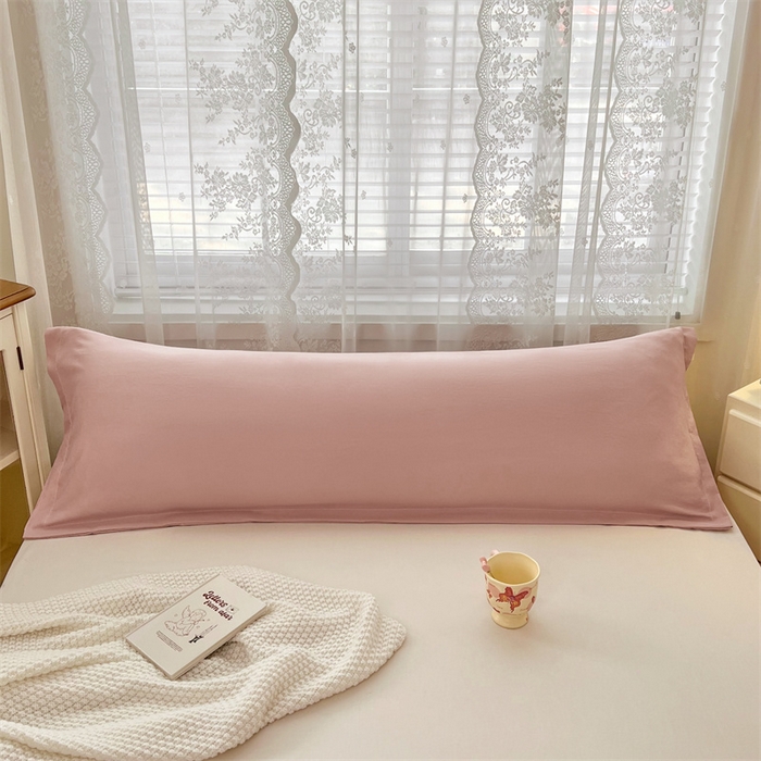 91家纺网 家纺一手货源 找家纺 梦舒羽 2025新款针织棉双层纱枕头套亲肤双人枕套枕芯套枕头内胆套 浅粉