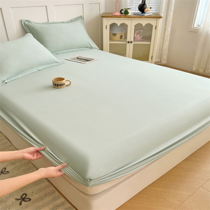 梦舒羽 2025新款针织棉双层纱双层纱床笠罩全包席梦思床垫保护罩 浅清绿