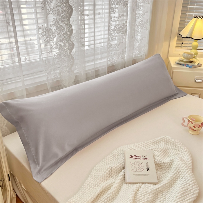91家纺网 家纺一手货源 找家纺 梦舒羽 2025新款针织棉双层纱枕头套亲肤双人枕套枕芯套枕头内胆套 浅灰